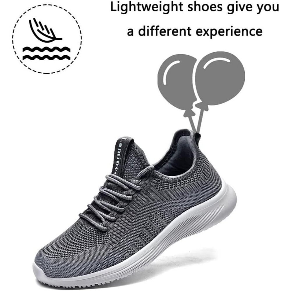 Women's Grey Non Slip Casual Running Lightweight Mesh Fashion Sneakers - Picture 4 of 6